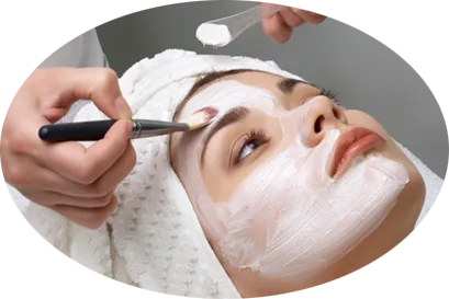 Facial masque being applied